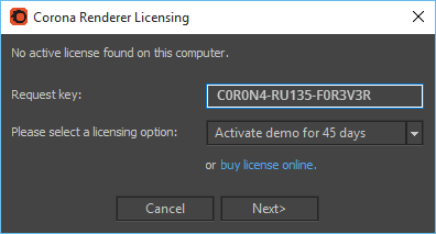Corona Renderer - Improved Activation Dialog