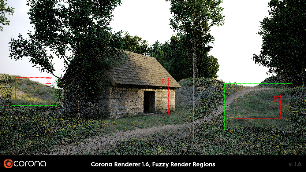 Corona Renderer 1.6 Fuzzy render regions