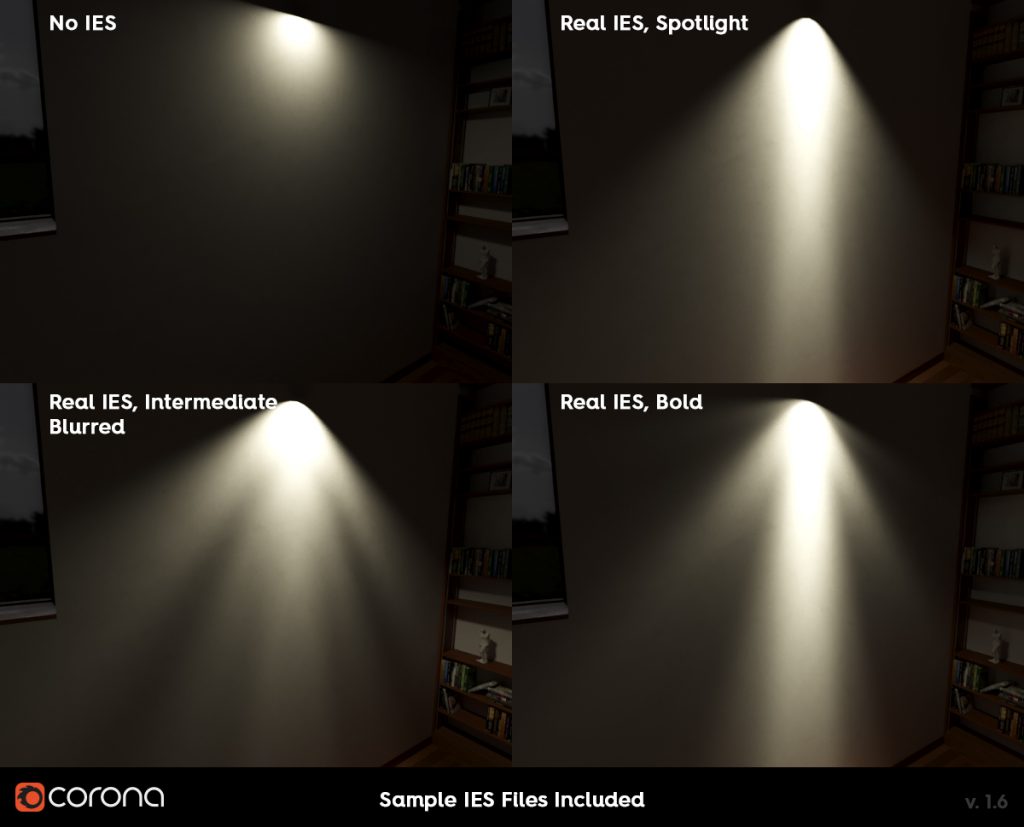 Corona Renderer 1.6 IES sample files included