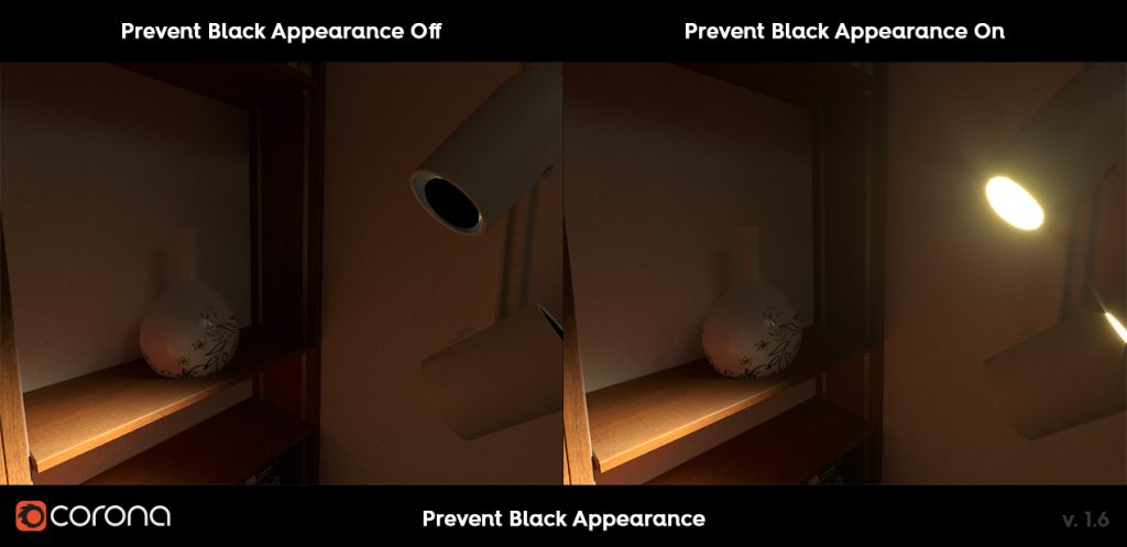 Corona Renderer 1.6, Prevent Black Appearance