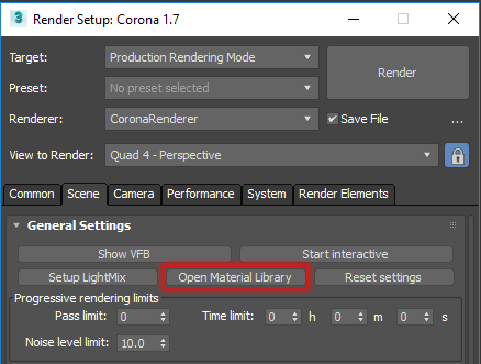 Corona Renderer 1.7, where to find the Material Library 02