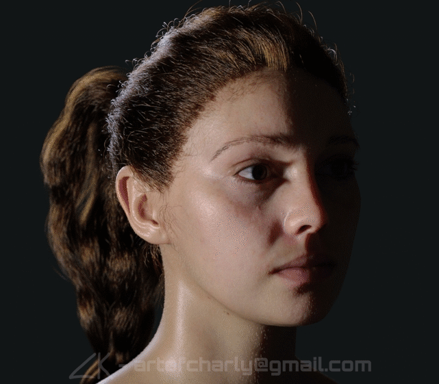 Andrew Krivulya, Digital Emily test render using Corona Hair and Skin