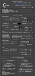 Corona Renderer early alpha settings