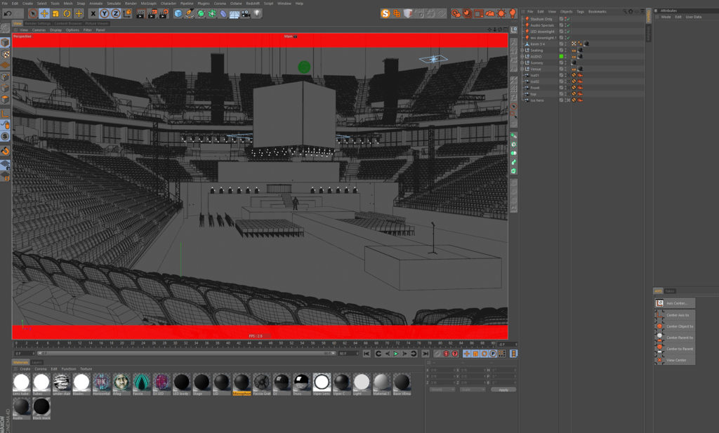 Evan Alexander, typical Cinema 4D layout