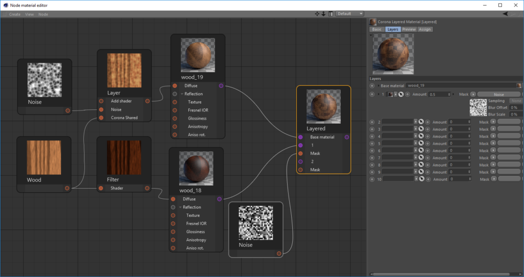 Corona Renderer for Cinema 4D, Layer shader and Layered Material