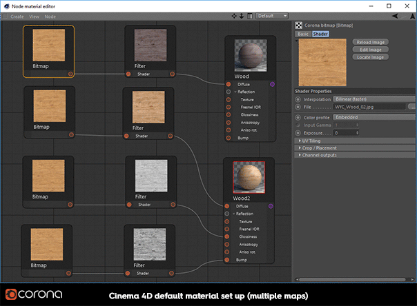 Corona Renderer for Cinema 4D, Node Material Editor