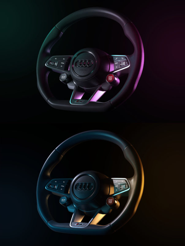 Matteo Rossi, steering wheel using Corona Renderer's LightMix