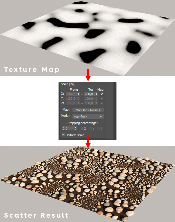 Corona Scatter using a grayscale map in "Map fixed" mode