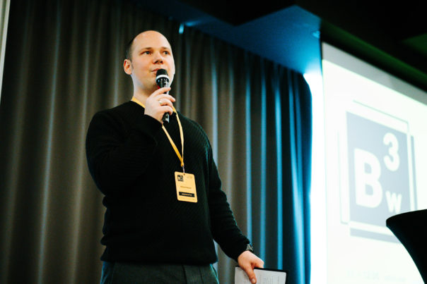 Michal speaking at the conference