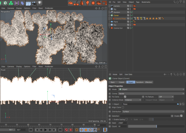 Corona Renderer 5 for Cinema 4D, improved handling of proxies - scene set up