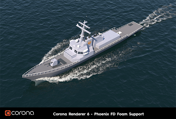 Corona Renderer 6, support for Phoenix FD Foam (boat in water Phoenix FD standard example)