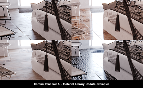 Corona Renderer 6 for 3ds Max, Material Library Update examples