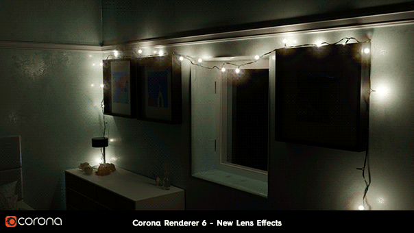 Corona Renderer 6 for Cinema 4D - New Lens Effects, fairylights example