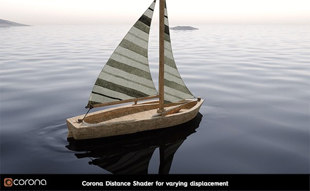 Corona Renderer 6 for Cinema 4D - Distance Shader, ripples in water via displacement