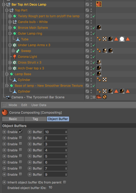 The Tyrconnell bar scene - Corona Object Buffer setup